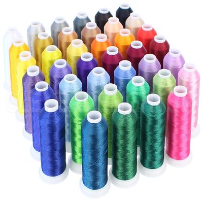 CleverDelights 40 Color Embroidery Machine Thread Set - 1100 Yard Spools - Strong Polyester Thread - for Brother Babylock Janome Singer Pfaff Husqvarna Bernina Machines - 40 Wt (120D/2) Thread