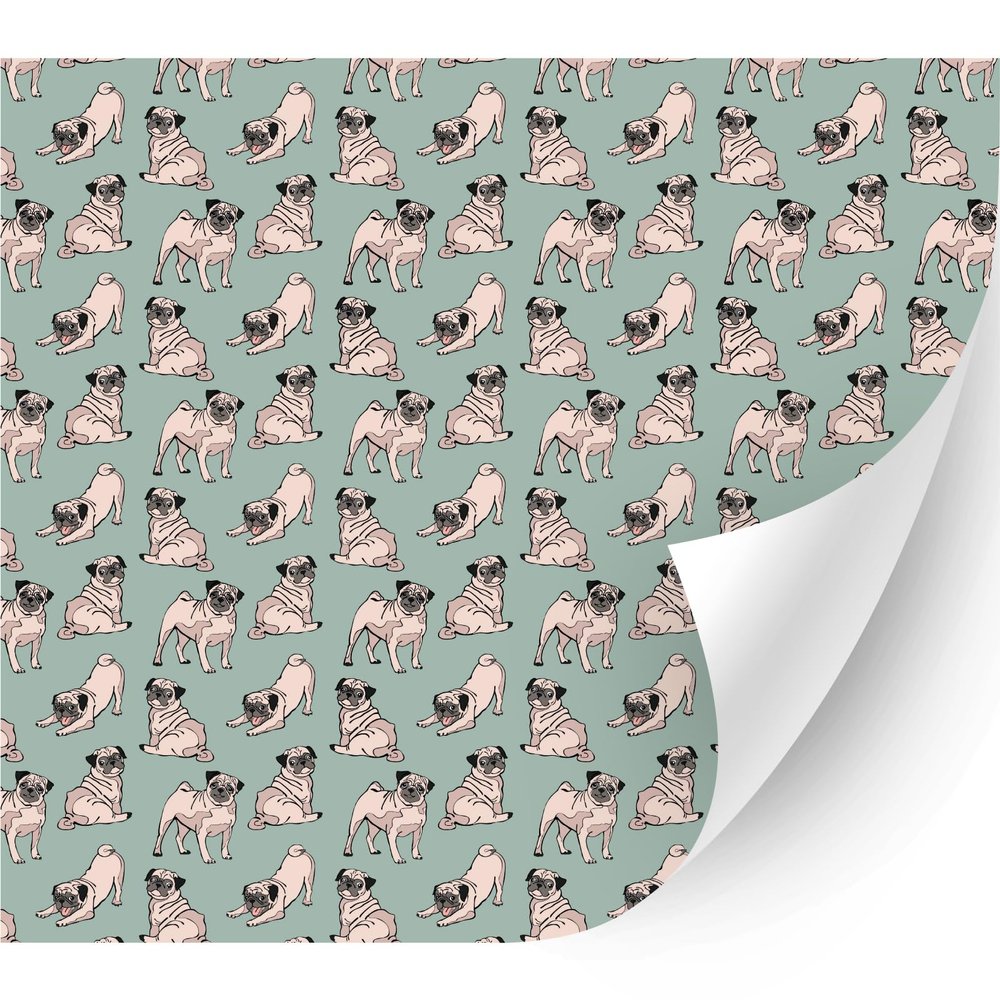 HTV4U Animal Patterned Heat Transfer Vinyl (Pug Wallpaper, 18.5" x 1 Yard) - Heat Transfer Paper, Iron on Vinyl, Printed Patterns for Shirt, Heat Press Machine