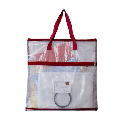 Madam Sew Project Bag - Craft Bag Organizer Tote with Handles, Two Pockets, See-Through Mesh, and Card Slot Perfect for Quilting, Knitting, Stitching and Embroidery Projects Storage - 16x16