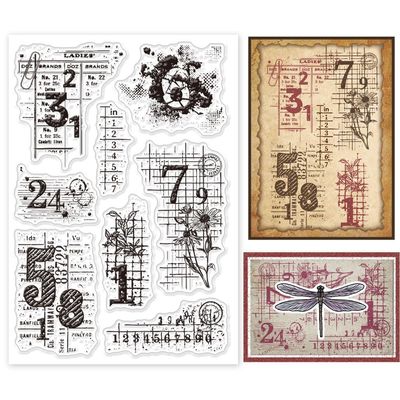 GLOBLELAND Vintage Numbers Background Clear Stamps Retro Daisy Transparent Stamp Stains Background Silicone Stamps Seal for DIY Scrapbooking and Card Making Paper Craft Decor