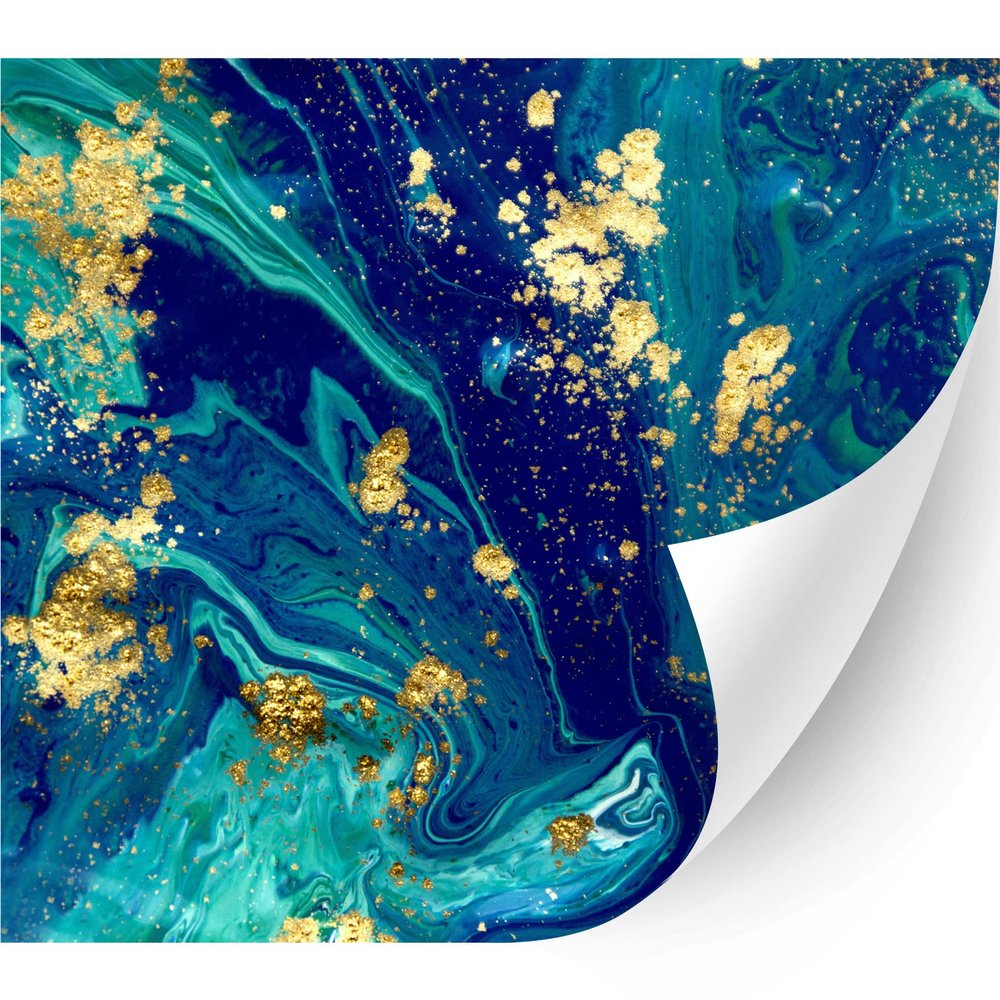 HTV4U Ombre Patterned Heat Transfer Vinyl (Blue Gold Paint Mix, 13.5" x 3 Yards) - DIY Gradient Tie Dye Iron on Heat Press Paper, Graphic Design