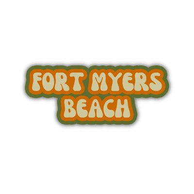 Fort Myers Beach Travel Sticker, Multiple Colors, Vinyl Laptop Water Bottle Sticker, Places I've Been, Trendy Luggage Decal, Vintage Travel Inspired (Forest)