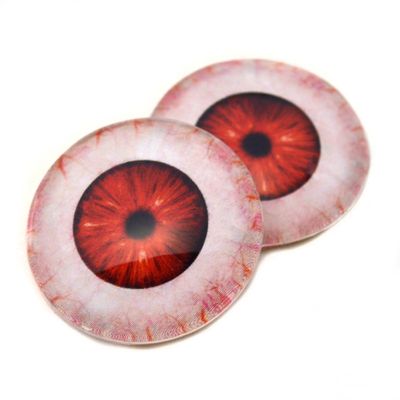Megan's Beaded Designs Sinister Red Scary Vampire Demon Zombie Horror Glass Eyes 6mm to 78mm Fiery Flames Orange Black Jewelry Making Art Parts Taxidermy Sculpture Flatback Cabs (60mm)