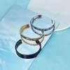 UNICRAFTALE 3pcs 3 Color Hair Tie Bracelet 4mm Inner Stainless Steel Grooved Bangles Open Cuff Bangle Metal Empty Bangles Gemstone Leather Inlay Bracelet with Velvet Pouches for Women s Gift view 2