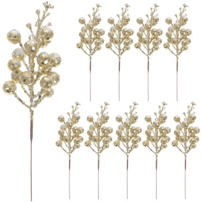 10pcs Artificial Berry Stems Glitter Picks for Christmas Tree Decor Vibrant Fake Berry Branches for Wreaths Holiday Decorations for Festive Events and Floral Arrangements