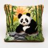 Latch Hook Pillowcase Kits Panda & Bamboo Latch Hook kit Cushion Throw Pillow Embroidery Craft Kits for Beginner DIY Latch Hook Rug Kit with Printed Canvas Hobby & Craft 43x43cm view 1