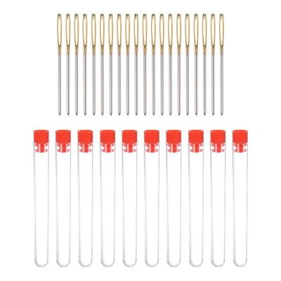 HARFINGTON 20pcs Large Eye Blunt Sewing Needles 2mm Dia Darning Needles Stainless Steel Tapestry Needles Yarn Knitting Needles with Storage Tube for Crocheting, Leather Working, 2.36Inch
