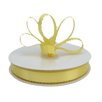 Ribbon Bazaar Feather Edge Double Faced Satin - Canary 3/16" 50yd