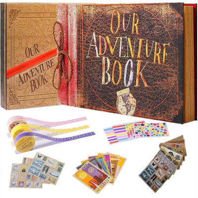 Our Adventure Book Handcrafted 11.92 x 7.62" Scrapbook, Color cover,Embossed Lettering, Inspired by 'Up', Ideal for Photos, Gift for Couples Anniversary, Weddings, Travelling, Birthday, Christmas