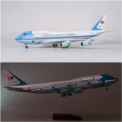 18.5" 1:150-Scale Model Jet Model Airplane Air Force One B747 with Wheels Model Collectibles Resin Airplane Models Plane Models Diecast for Collection Or Gift Ornament,B747 led