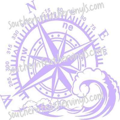 Ocean Compass Rose Vinyl Decal, Nautical Sticker Decal for Car Hood Auto Body Side Door Waterproof Vinyl Stripe Decal Off-Road Vehicles (12" x 13.75" Wide, Ill Specify & Message You Color I Want)