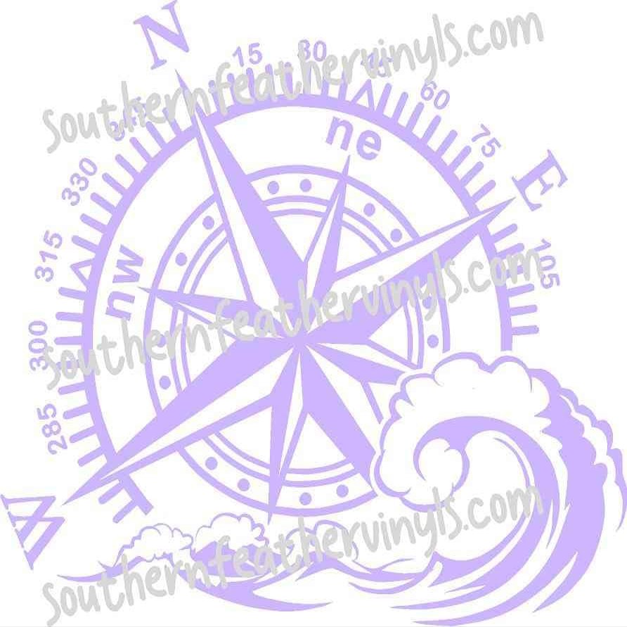 Ocean Compass Rose Vinyl Decal, Nautical Sticker Decal for Car Hood Auto Body Side Door Waterproof Vinyl Stripe Decal Off-Road Vehicles (12" x 13.75" Wide, Ill Specify & Message You Color I Want)