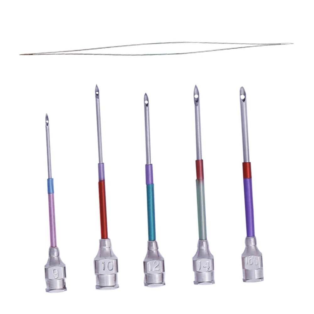 EXCEART 5pcs Punch Needle Embroidery Kit with Open Beaded Needle for DIY Crafting and Stitchwork Includes Blue Storage Bottle for Easy Organization