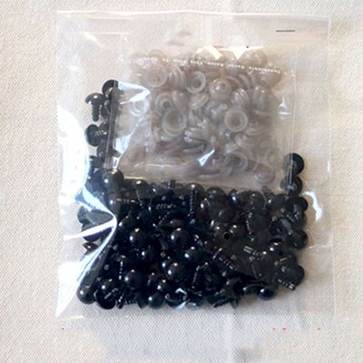 100pcs Black Plastic Safety Eyes Doll Accessories 6mm 8mm 9mm 10mm 12mm Safety Eyes with Washers for DIY Puppets Bear Stuffed Animals(8mm)
