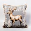 Deer Latch Hook Kits Square Pillowcase Kits in Grey Christmas Latch Hook Cushion Rug Throw Pillow Mat Embroidery Craft Kits for Beginner with Printed Pattern Canvas Home Decor 43x43cm view 1