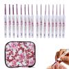 Crochet Hooks, 16Pcs Crochet Hook Set 1 to 6mm Kit Ergonomic Hook Set with Blue and White Porcelain Flower Pattern for Knitting Ergonomic Handle Needles (Pink) view 1