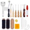 21pcs/set Leather Punch Stitching Carving Working Sewing Saddle Groover DIY Leather Craft Tool Kit For Personalizing - (Color: Light Grey) view 1