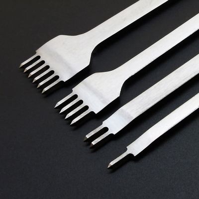 1/2/4/6 Prong Metal Leather Chisel Hole Punch Stitching Tool Diamond Pricking Iron Leather Craft Completely Polishing 5/6mm - (Color: 5mm spacing-4 prong)
