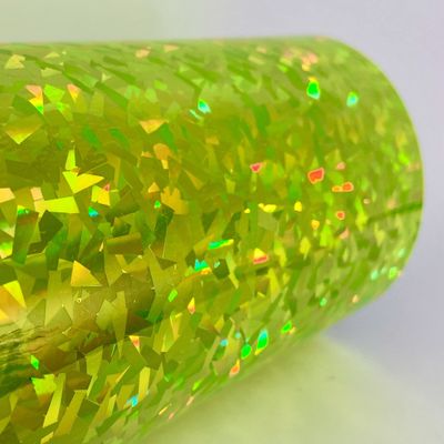 Holographic Crystal Sign Vinyl, HOLOCRYSTAL self-Adhesive Plastic (24 inch x 10 feet, Fluorescent Yellow)