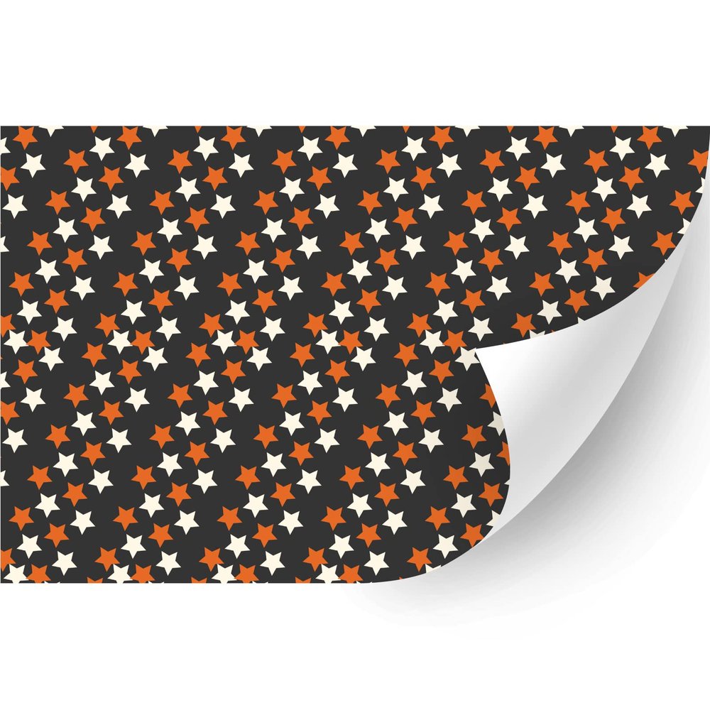 HTV4U Halloween Patterned Heat Transfer Vinyl (Orange White Stars, 18.5" x 12") - Heat Transfer Paper, Iron on Vinyl, Printed Patterns for Shirt, Heat Press Machine