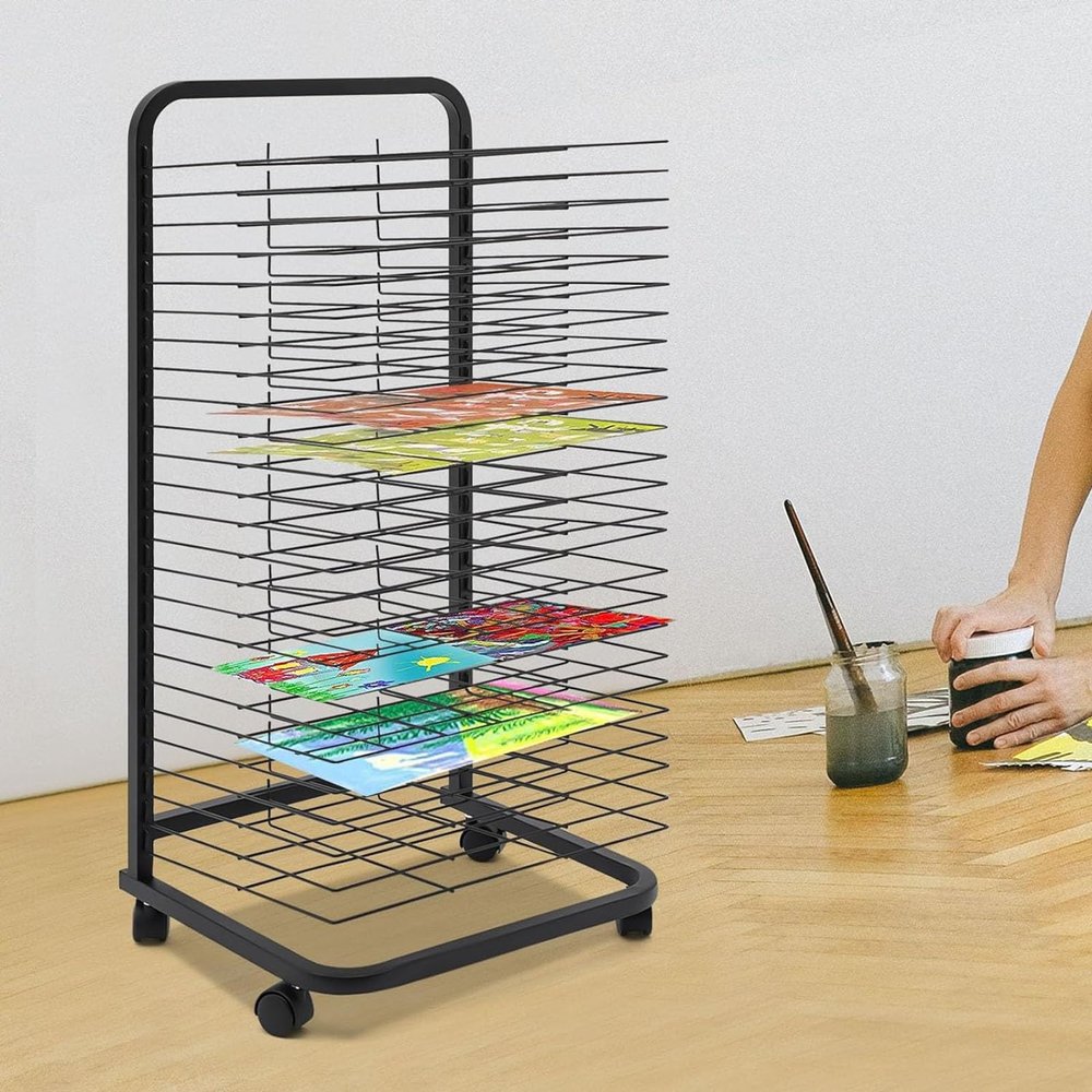 Art Drying Rack, Classroom Art Supplies, Paint Rack, Rapid Drying Time, Mobile Art Drying Rack for Home or Classroom Use, Keep Artwork Protected While Drying, Space Saving Rack (Color : 25-Layer)