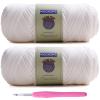 Mooaske 2 Pack T-Shirt Crochet Yarn for DIY Knitting Crochet Cloth Blanket Bag Dolls - 400g Chunky Thick Yarn for Crocheting with Polyester-Spandex Blend Elastic Fabric (White) view 1