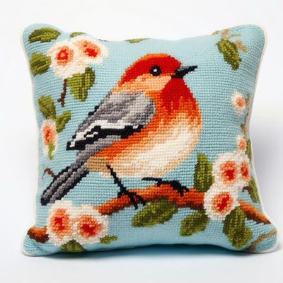 Latch Hook Pillowcase Kits Rebelly Bird Latch Hook kit Cushion Throw Pillow Embroidery Craft Kits for Beginner DIY Latch Hook Rug Kit with Printed Canvas Hobby & Craft 43x43cm