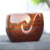 Lichtenberg Figure Yarn Bowl - Handmade Wooden Yarn Bowl for Knitting Yarn Ball Holder - Yarn Bowls with Holes Crochet Bowl Holder - Resin Yarn Storage Bowl 7" x 4" inches (Large) view 1