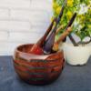 Lichtenberg Figure Yarn Bowl - Handmade Wooden Yarn Bowl for Knitting Yarn Ball Holder - Yarn Bowls with Holes Crochet Bowl Holder - Resin Yarn Storage Bowl 7" x 4" inches (Large) view 2