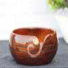 Lichtenberg Figure Yarn Bowl - Handmade Wooden Yarn Bowl for Knitting Yarn Ball Holder - Yarn Bowls with Holes Crochet Bowl Holder - Resin Yarn Storage Bowl 7" x 4" inches (Large) view 3