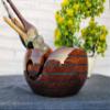 Lichtenberg Figure Yarn Bowl - Handmade Wooden Yarn Bowl for Knitting Yarn Ball Holder - Yarn Bowls with Holes Crochet Bowl Holder - Resin Yarn Storage Bowl 7" x 4" inches (Large) view 4