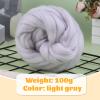 3.53oz Wool Roving, Fiber Roving Wool Top, Needle Felting Supplies, Pure Wools, Chunky Yarn, Spinning Wools for Needle Felting Wet DIY Hand Spinning (Grey) view 2