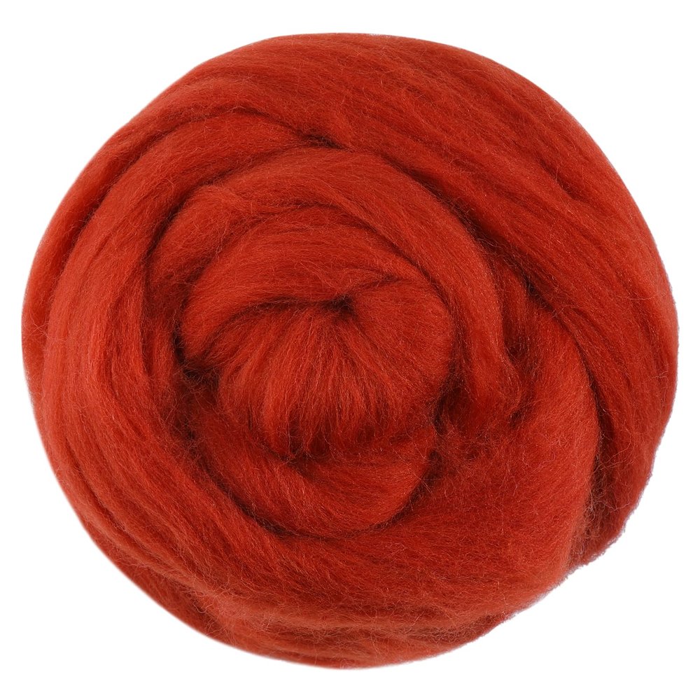 3.53oz Wool Roving, Fiber Roving Wool Top, Pure Wool, Chunky Yarn, Spinning Wool Roving for Needle Felting Wet Felting DIY Hand Spinning (red-Brown)