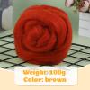 3.53oz Wool Roving, Fiber Roving Wool Top, Pure Wool, Chunky Yarn, Spinning Wool Roving for Needle Felting Wet Felting DIY Hand Spinning (red-Brown) view 2