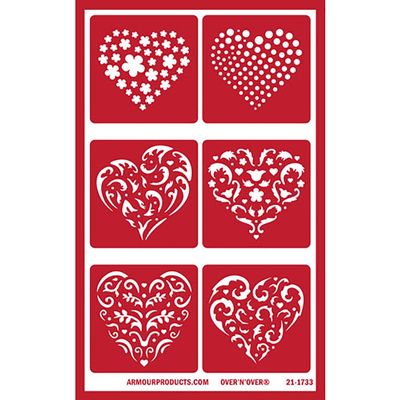 Etching Stencil Floral Hearts, for Glass & Ceramics