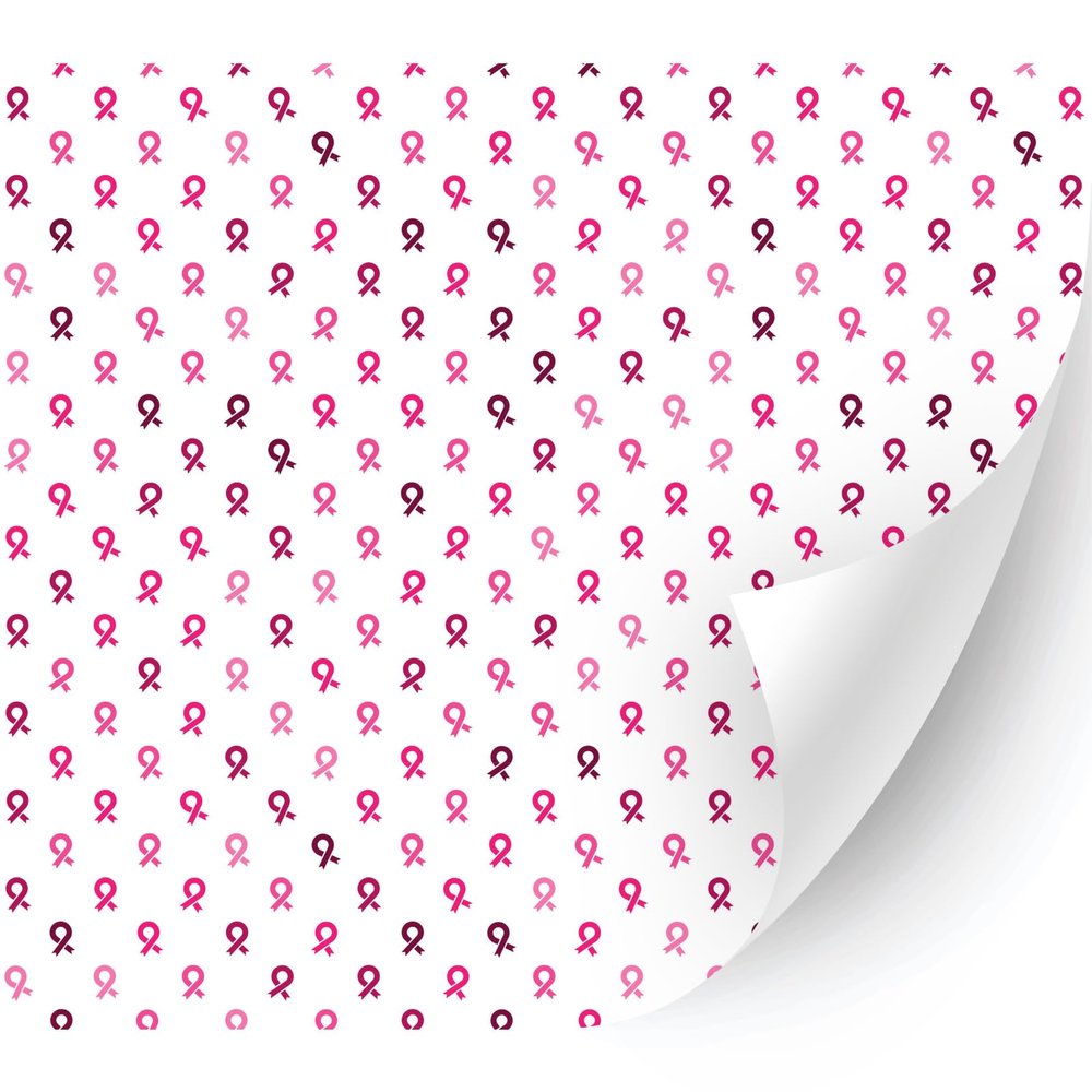 HTV4U Breast Cancer Awareness Patterned Heat Transfer Vinyl (Tiny Pink Ribbon, 13.5" x 5 Yards) - Printed Iron on Vinyl, Heat Press Paper for T-Shirt, DIY Craft