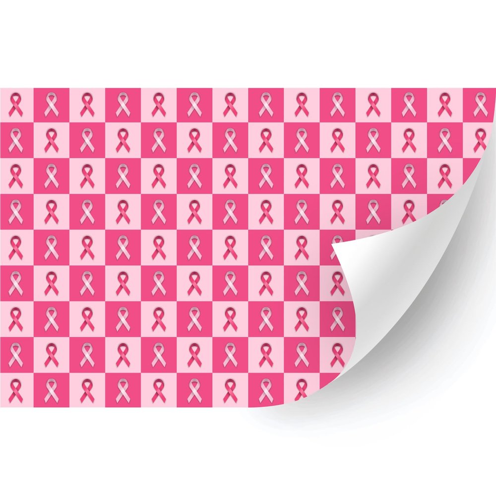 HTV4U Puff Breast Cancer Awareness Patterned Heat Transfer Vinyl (Pink Check Ribbon, 20" x 1 Yard) - Patterned 3D Printed Iron on Vinyl, Heat Press Transfer Paper, Art Film for T-Shirt