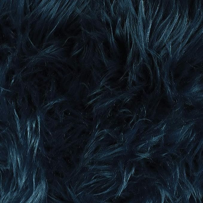 Faux Fake Fur Long Pile Luxury Shaggy/Craft, Sewing, Cosplay, Costume, Decorations / 60" Wide/Sold by The Yard (Navy Blue, 15"X15" Square Piece)