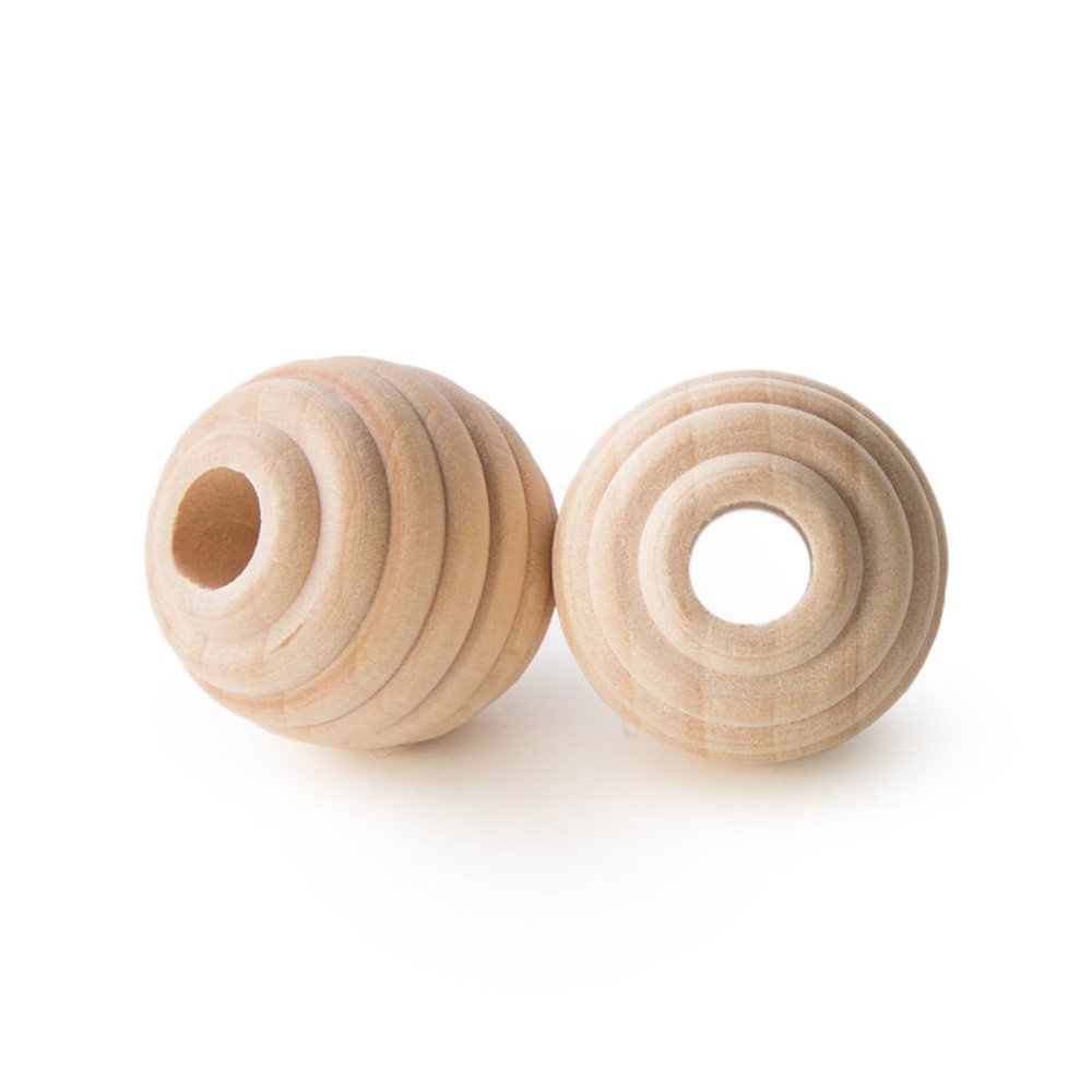 10 Pcs, 1" Beehive Wood Beads W/ 5/16" Hole