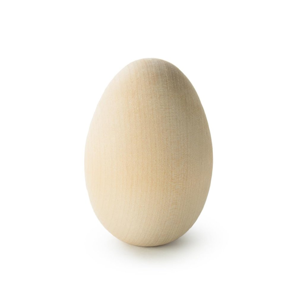 100 Pcs, 3-1/4" Small Wood Goose Eggs 3-1/4" Tall X 2-3/16" Wide Egg Has Flat Bottom for Standing