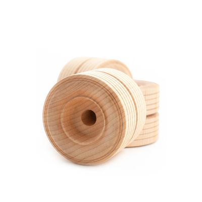 4 Pcs, 2" X 1-1/2" Dual Treaded Wood Toy Wheels Hole Size 3/8" for 3/8" Holes Recommend Using Ap3030, Ap3500 Axle Pegs Or 3/8" Dowel