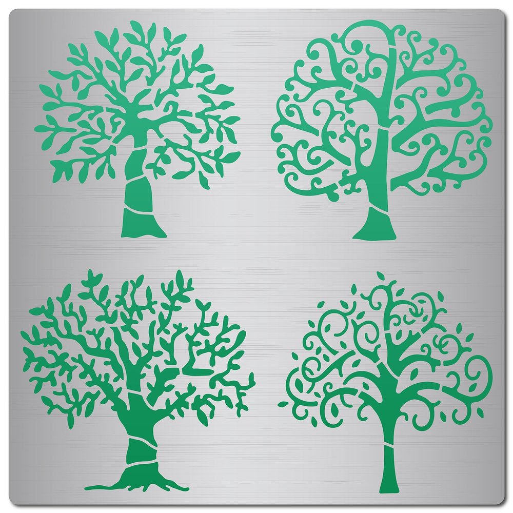 GORGECRAFT 6.3 Inch Tree of Life Metal Stencil Leaf Painting Reusable Templates Leaves Pattern Stencils Decoration Template Stainless Steel Journal Tool for Painting Wood Burning Pyrography Engraving