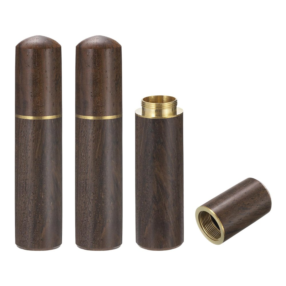 PATIKIL 0.7" OD Wooden Sewing Needle Storage Holder, 3 Pcs Portable Embroidery Needle Pin Toothpick Storage Tube Case Box for Hand Craft Knitting, Dark Brown