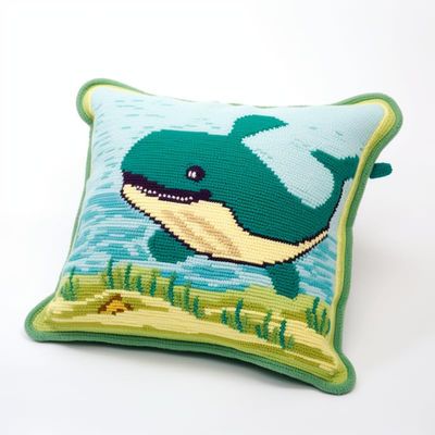 Latch Hook Pillowcase Kits Little Whale Latch Hook kit Cushion Throw Pillow Embroidery Craft Kits for Beginner DIY Latch Hook Rug Kit with Printed Canvas Hobby & Craft 43x43cm
