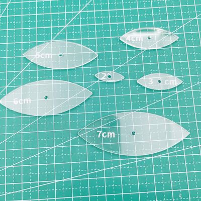 Set of 6 Leaf Shape Acrylic Sashiko Stencils for Hand Quilting and Embroidery (Leaf)