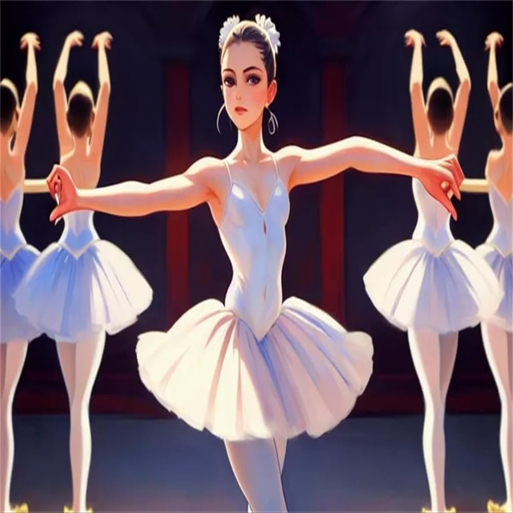 Ballerina Girl Cross Stitch Kits for Beginners Adults Pre-Printed Pattern 11CT DIY Embroidery Easy Needlepoint Kits Personalized Gifts for Home Decor 16x20inch