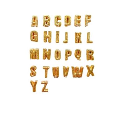 14k Gold Forte Letter Beads - Large Hole- Gold Plated Alphabet Cut Out Forte Accent Beads- Pairs w Forte Gemstone Beads-9x15 Tie Cord Lurex E
