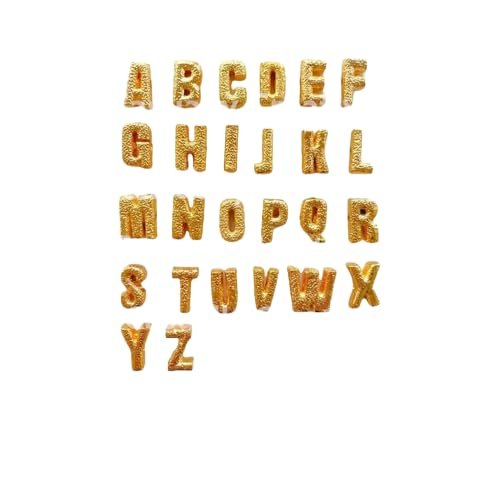 14k Gold Forte Letter Beads - Large Hole- Gold Plated Alphabet Cut Out Forte Accent Beads- Pairs w Forte Gemstone Beads-9x15 Tie Cord Lurex E