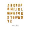 14k Gold Forte Letter Beads - Large Hole- Gold Plated Alphabet Cut Out Forte Accent Beads- Pairs w Forte Gemstone Beads-9x15 Tie Cord Lurex E view 2