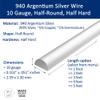 10 Gauge, Half-Round, Half Hard, 940 Argentium Silver Wire - 1 FT - for Jewelry Art from WIZART view 2